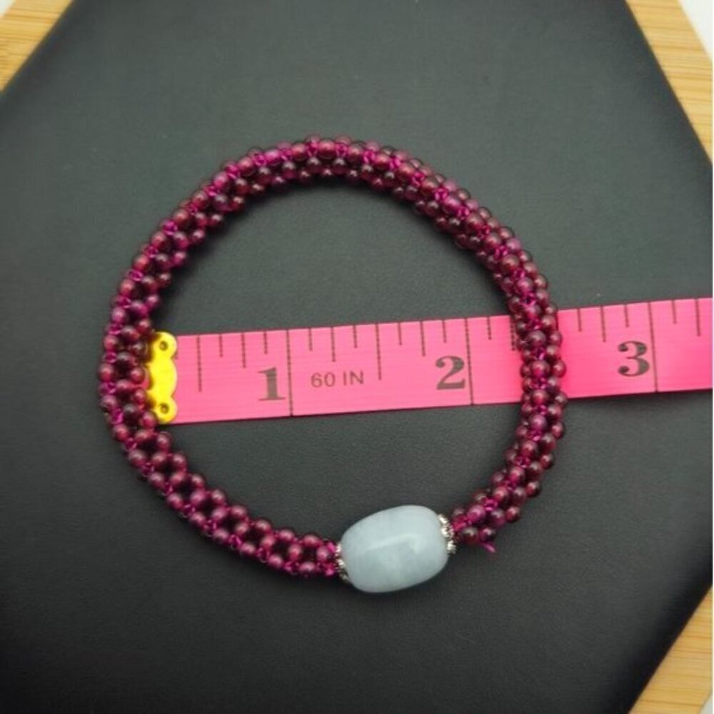 Aquamarine and Garnet Beaded Stretch‎ Bracelet NWOT - Picture 9 of 9